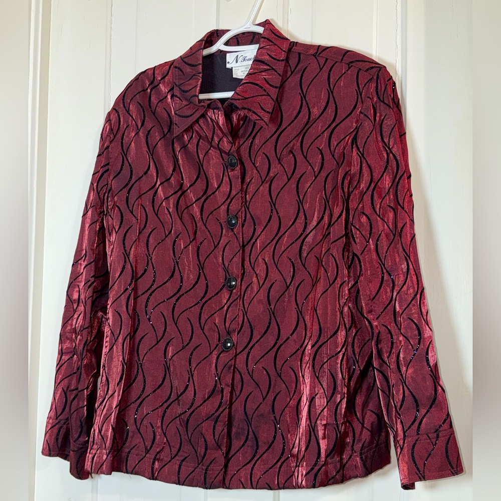 Vintage Women's N Touch 1X plus size‎ blazer red holiday party sparkle coat